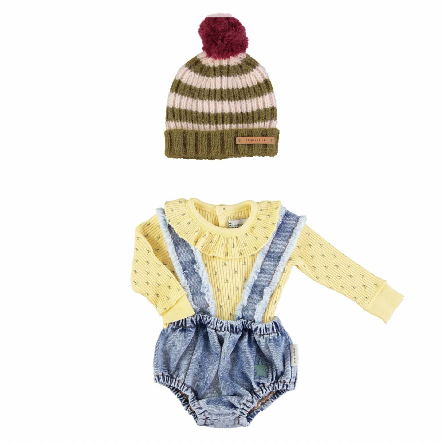 Body manches longues | Jaune petits bateaux-Piu Piu Chick-Super Châtaigne-body : Product type