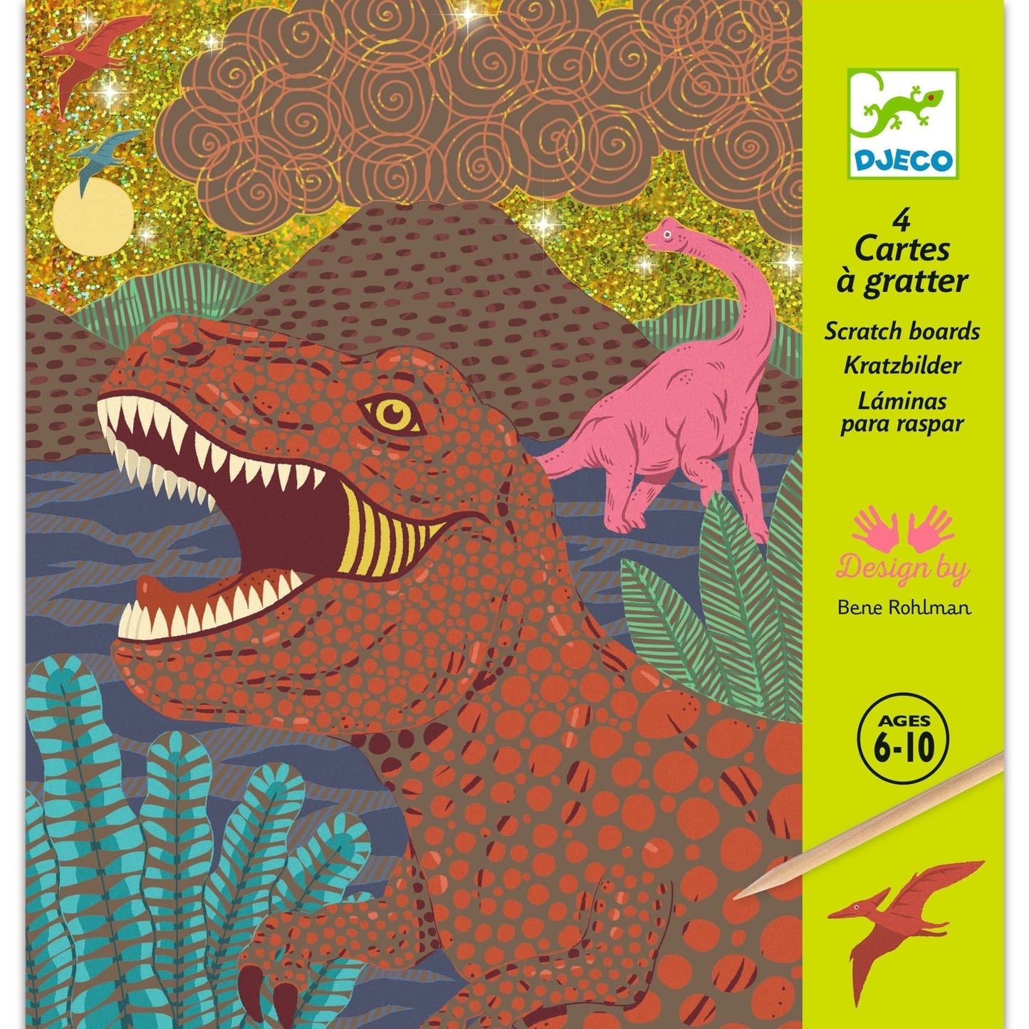 Cartes à gratter | Le règne des dinosaures-Djeco-Super Châtaigne-Collages & Coloriages : Product type