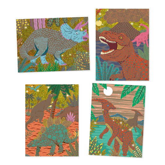 Cartes à gratter | Le règne des dinosaures-Djeco-Super Châtaigne-Collages & Coloriages : Product type