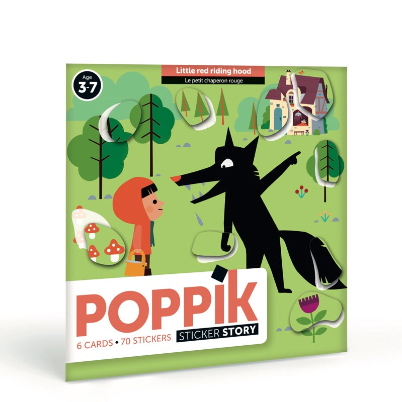 Cartes et stickers pédagogiques - Le petit chaperon rouge-Poppik-Super Châtaigne-Collages & Coloriages : Product type