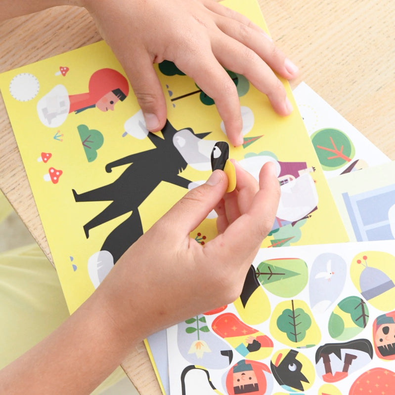 Cartes et stickers pédagogiques - Le petit chaperon rouge-Poppik-Super Châtaigne-Collages & Coloriages : Product type