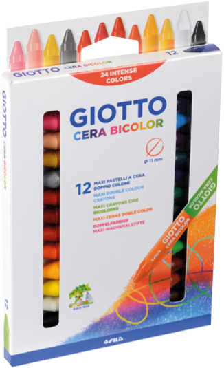 Cera bicolor - 12 maxi crayons-Giotto-Super Châtaigne-Matériel : Product type