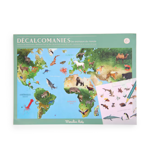 Décalcomanies | Mappemonde-Moulin Roty-Super Châtaigne-Collages & Coloriages : Product type