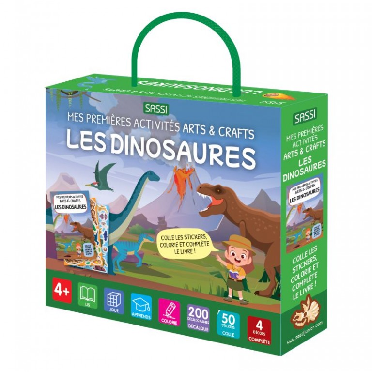 Les dinosaures - Arts & Crafts-Sassi-Super Châtaigne-Collages & Coloriages : Product type