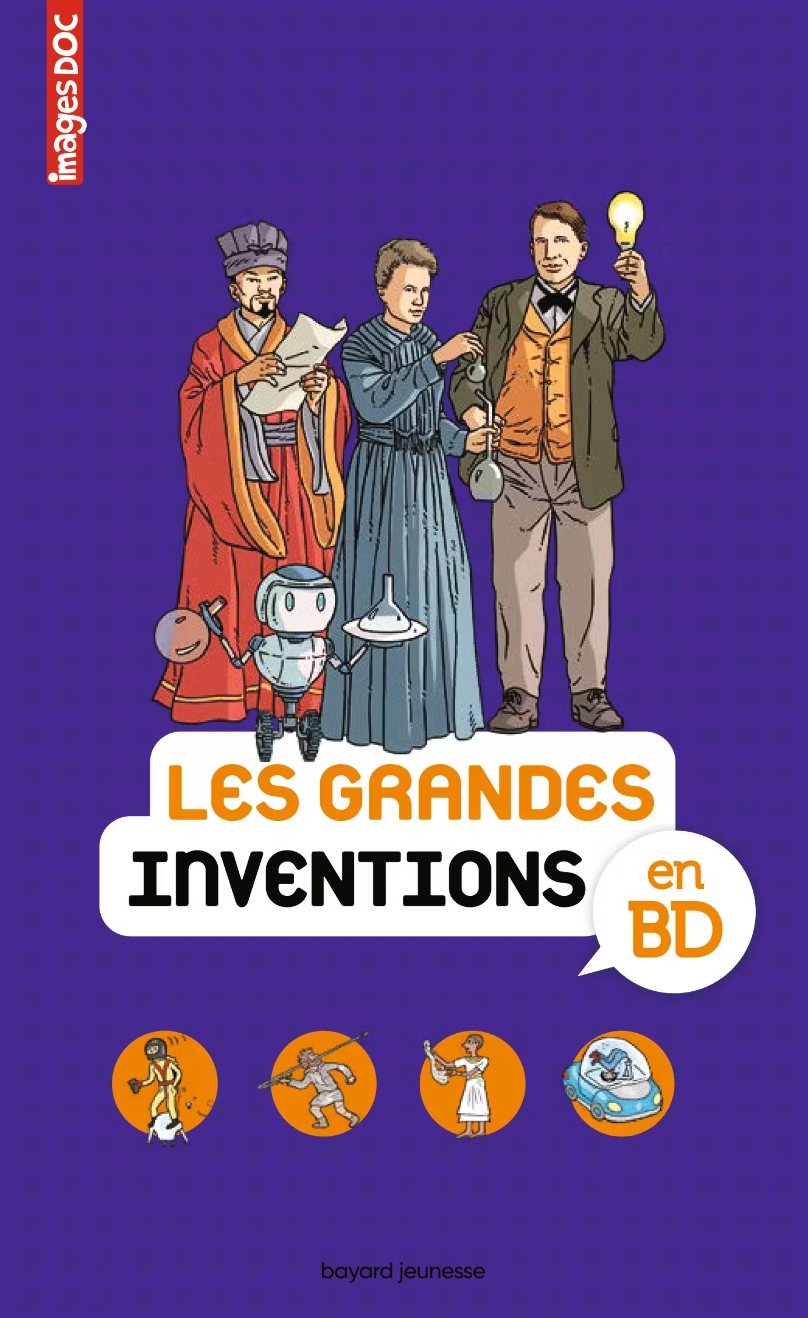 Les grandes inventions en BD-Jaune citron-Super Châtaigne-Livres & Cie : Product type