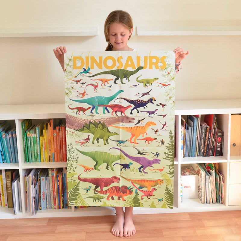 Poster géant et 32 stickers - dinosaures-Poppik-Super Châtaigne-Collages & Coloriages : Product type