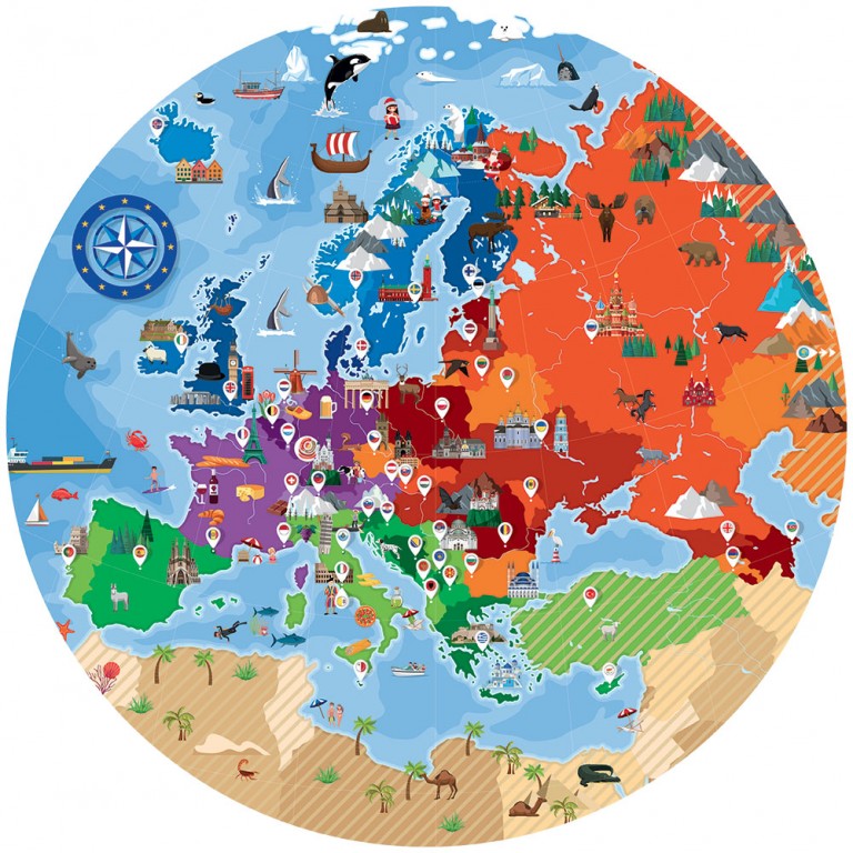 Puzzle rond - Voyage, découvre, explore l'Europe-Sassi-Super Châtaigne-Puzzle : Product type