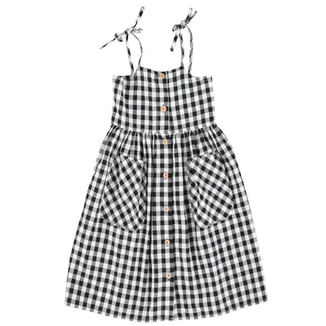 Robe Vichy | Blanche & Noir-Piu Piu Chick-Super Châtaigne-Jupes & Robes : Product type