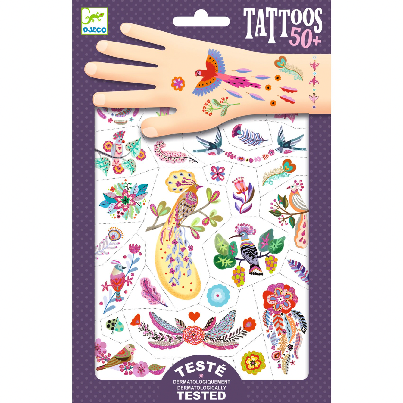 Tattoos | Plume color-Djeco-Super Châtaigne-Imagination : Product type