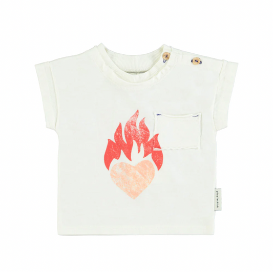 Tee-shirt blanc | Coeur enflammé-Piu Piu Chick-Super Châtaigne-T-shirts & Débardeurs : Product type